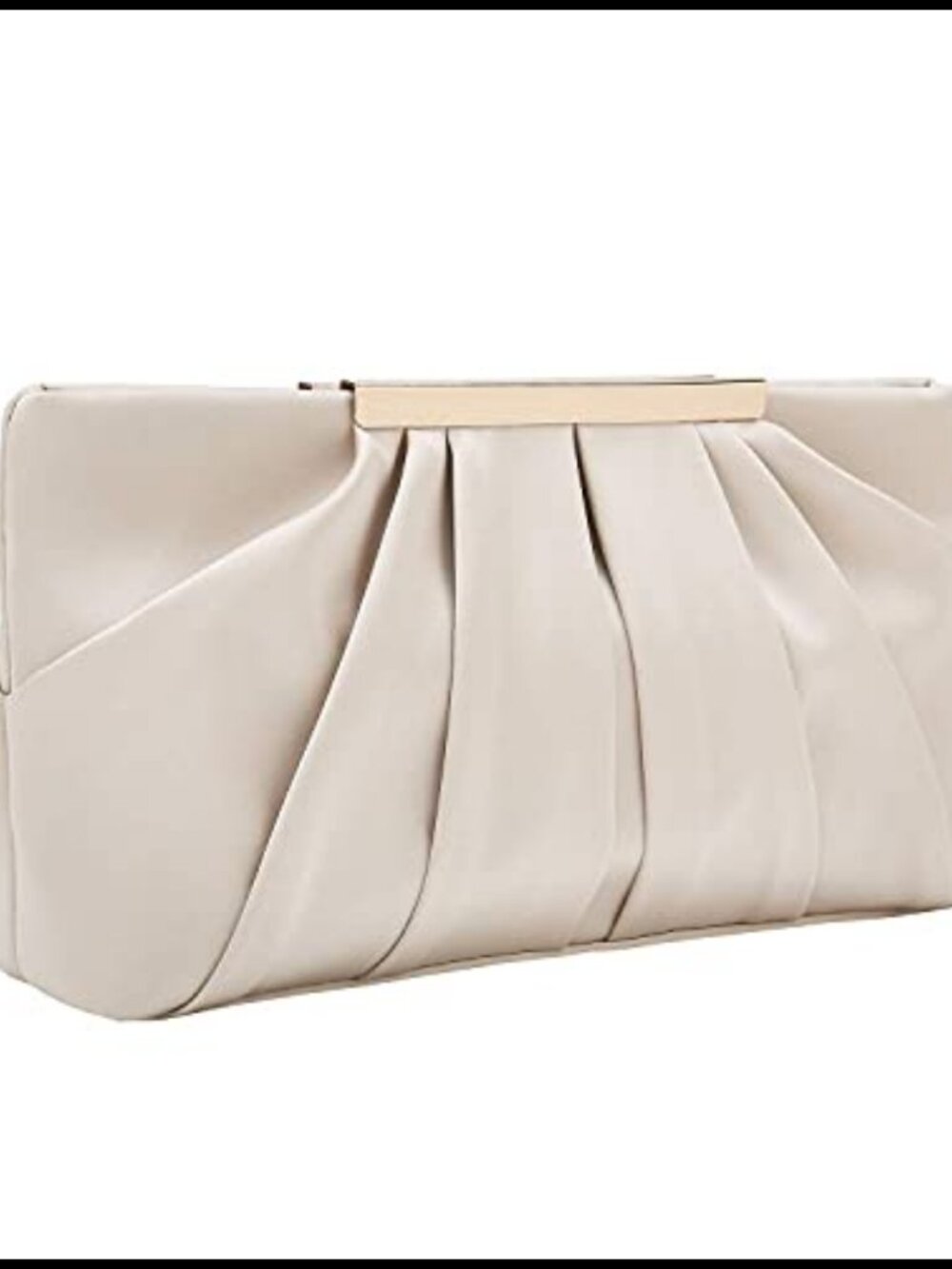 Pleated Satin Evening Clutch Formal Handbag Detachable Chain Shoulder Bag